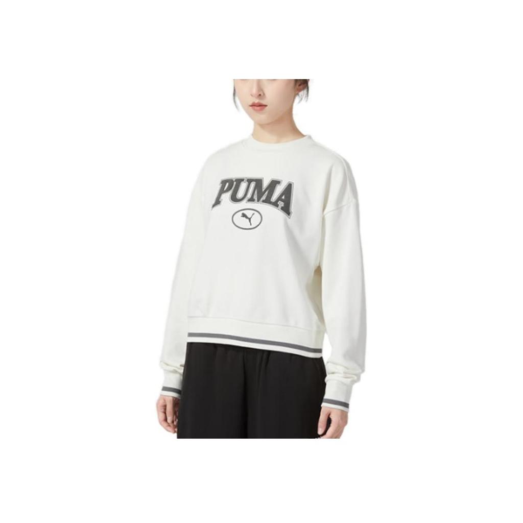 Puma Буква фирменный логотип принт американский винтажный спортивный повседневный пуловер свитшот женский свитшот белый 623597-65