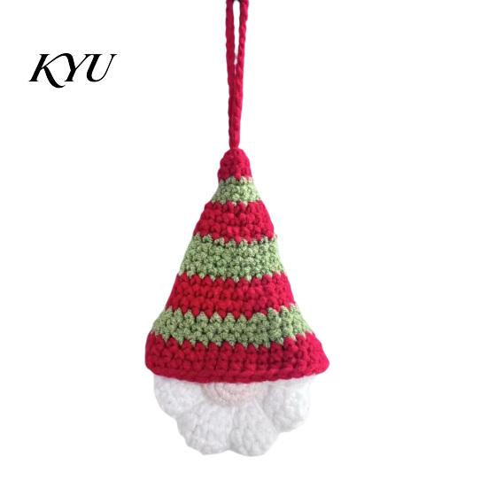 Faceless Gnome Decorations Hand Crochet Christmas Ornaments, Knitted Hanging Decorations, Small Tree Charms Yarn Elf Pendants for Home Door Car Decor