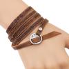 Five-Circle Embossed Genuine Cowhide Bracelet - European & American Design