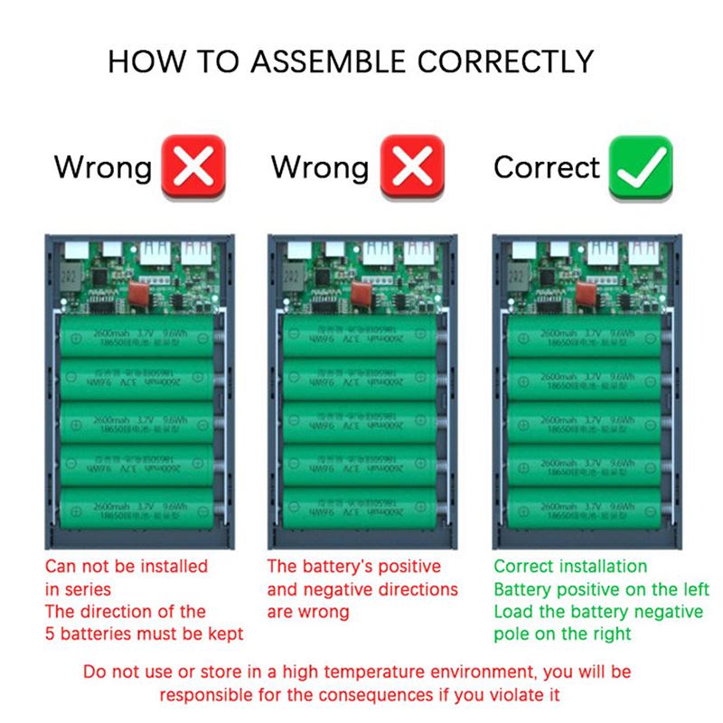 Съемный корпус для мобильного питания Diy 5*18650 Чехол для аккумулятора Power Bank Корпус для беспроводного зарядного устройства