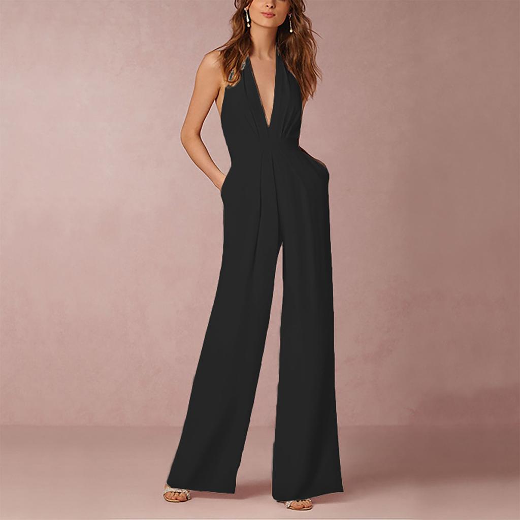 Women's Banquet Dress Jumpsuit Sexy Hanging Neck Women's Trousers