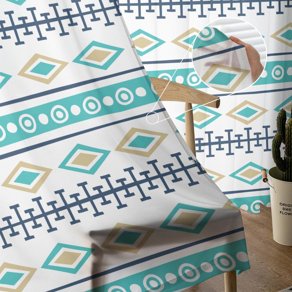 Геометрический узор Прозрачные шторы для гостиной спальни Домашний декор кухни Тюль для окон Вуаль Шторы