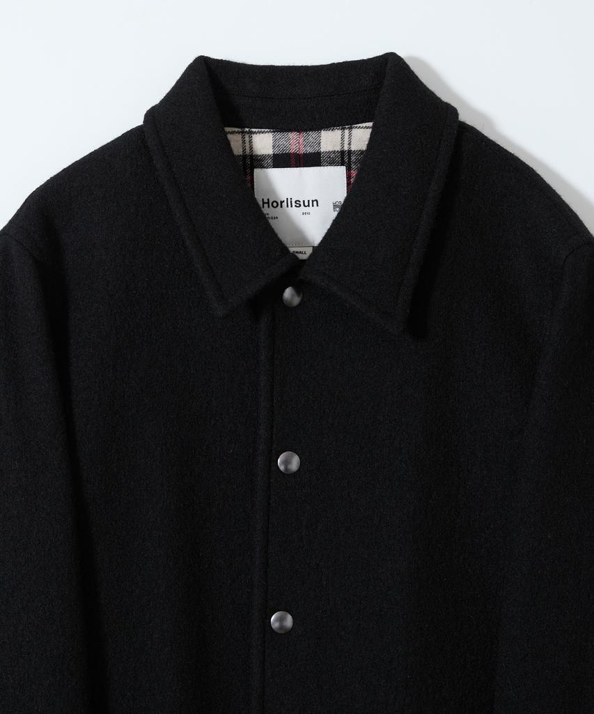 HORLISUN Idaho Snap Button Wool Half Coat Black