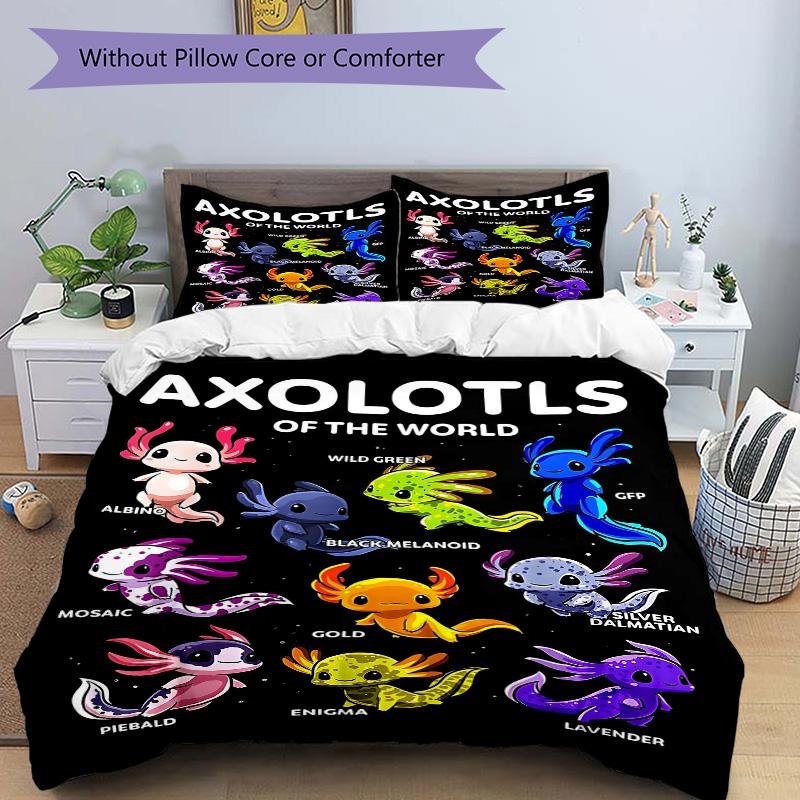 Axolotls World Print 3Pcs Bedding Setduvet Cover With 2 Bedropillowcase Home Birthday Gift