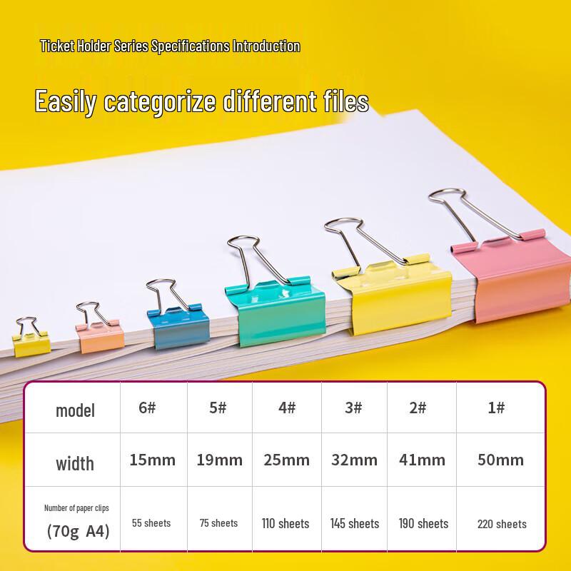 JY 25mm Assorted Color Metal Binder Clips (2-Pack)