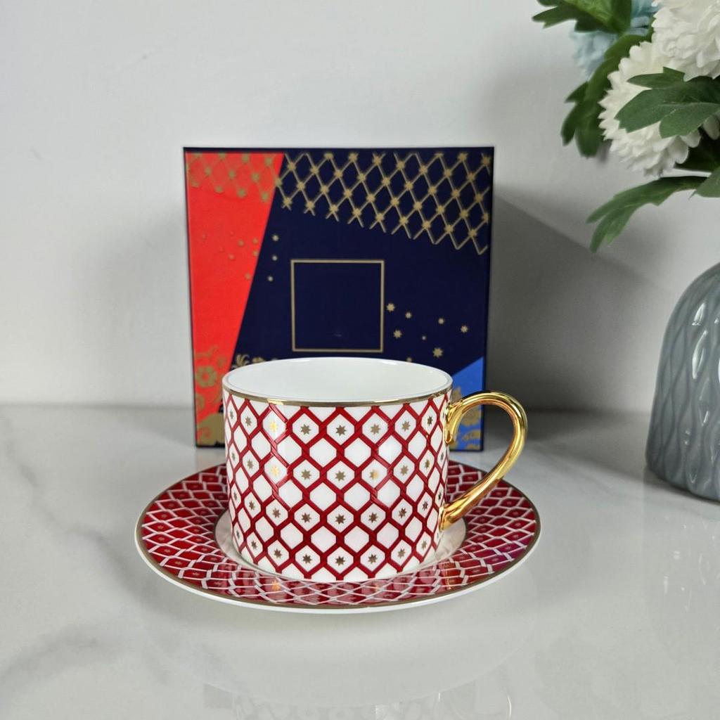 Russian Royal Bone China Coffee Cup & Saucer Set - European-Style Ceramic for Afternoon Tea