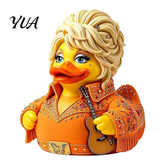 Creative Home Office Ornament Parton Memorial Duck, Dolly Duck Figurine, Country Music Statue, Guitar-Themed Icon Gift Decorative Sculpture for Shelf