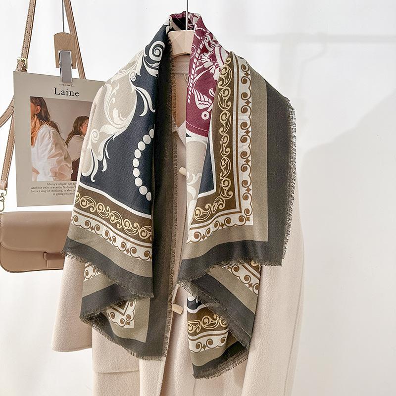 Travel Photography with Retro Niche Thin Shawl Spring Niche Design Sense 130 Dismantling Beard Printing Square Scarf