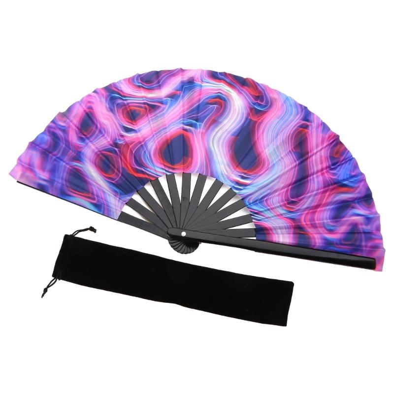 Флуоресцентный складной веер, красочные ручные веера для женщин, мужчин, вечеринок, клубных представлений, танцевальных вееров, свадебных украшений для дома X3UC