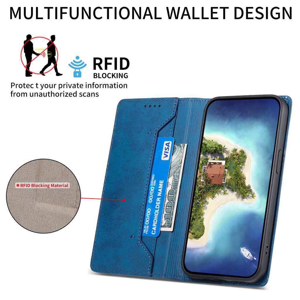 Для Realme 14 Pro+ 5G Чехол-кошелек Блокировка RFID Кожаный чехол для телефона из ПУ