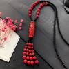 New Vintage Versatile Red Cinnabar Sweater Chain Natural Long Female Rose Necklace Pendant Accessories