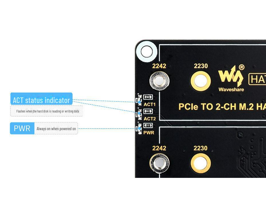 Raspberry Pi 5 Dual SSD Expansion Board - PCIe To M.2 NVMe Adapter 2CH-M.2-HAT+