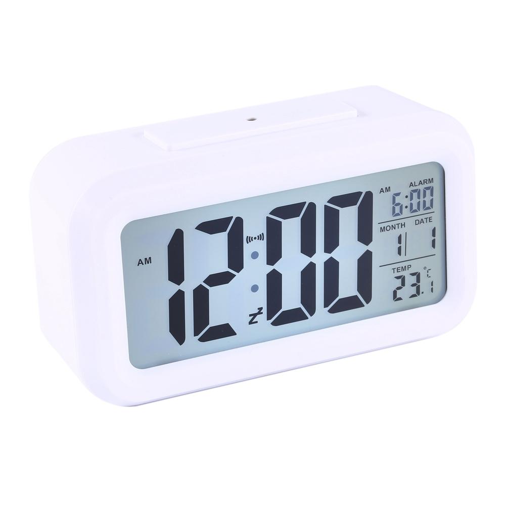 LED Backlight Digital Snooze Desk Alarm Clock Temperature Calendar Display Local