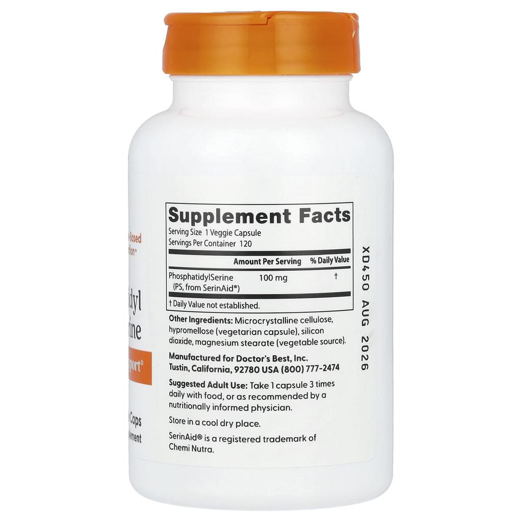 Doctor's Best Phosphatidylserine, 100mg, 120 Veggie Capsules
