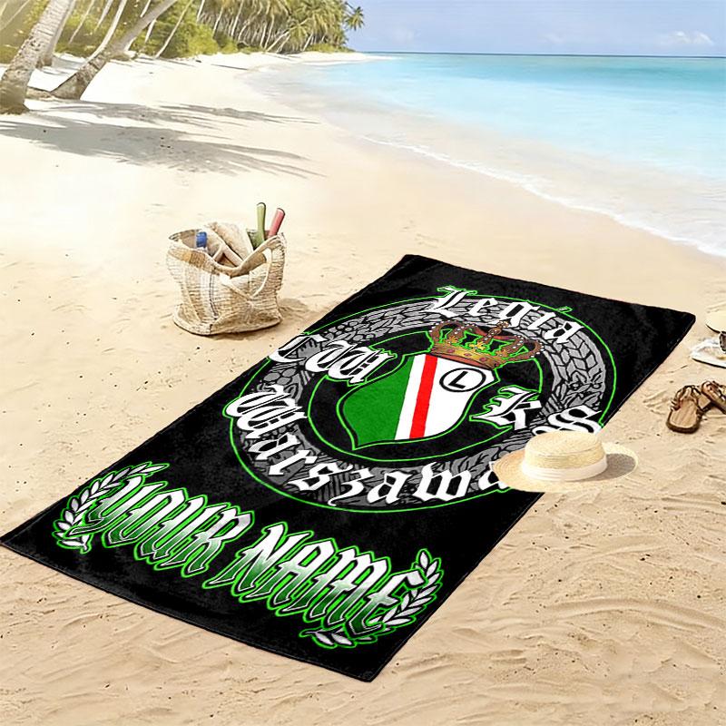 Custom Legia Warsaw Print Beach Towel, Large Soft Quick Dry Towel for Beach Camping Swimming