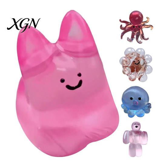 Adults Stress Relief Toy Transparent Slow Rising Decompression Bubble Robot Bunny Octopus Pinch Squeeze Soft TPR Ball Fidget Sensory