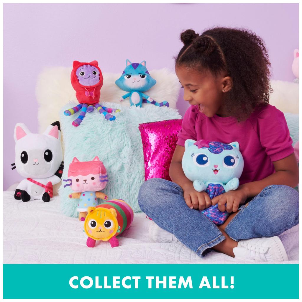 Gabby's Dollhouse 14-inch Interactive Talking MerCat Plush Toy for Kids with Lights, Music, and Phrases, for Girls and Boys Ages 3+