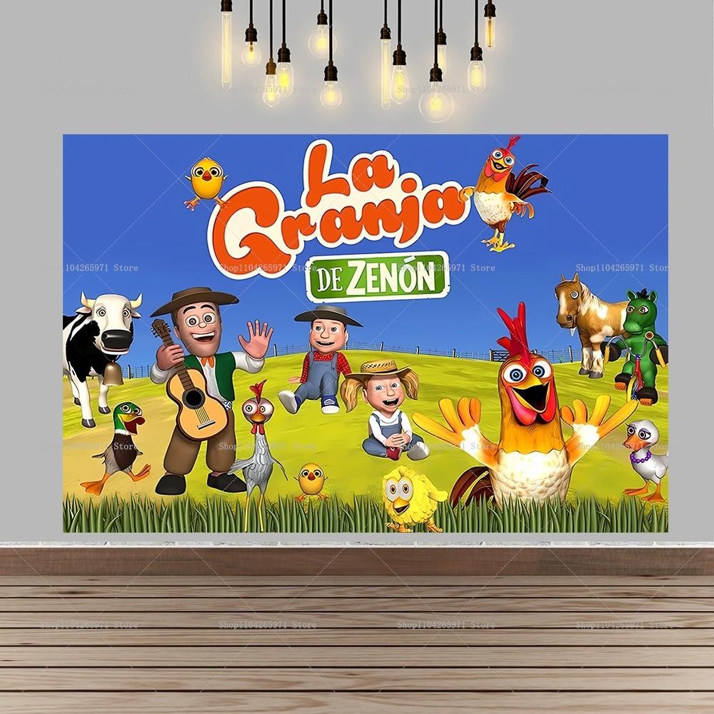 Cartoon La Granja De Zenon Backdrop Lovely Farm Theme Kids Birthday Party Decoration Baby Shower Photo Banner Photography Props