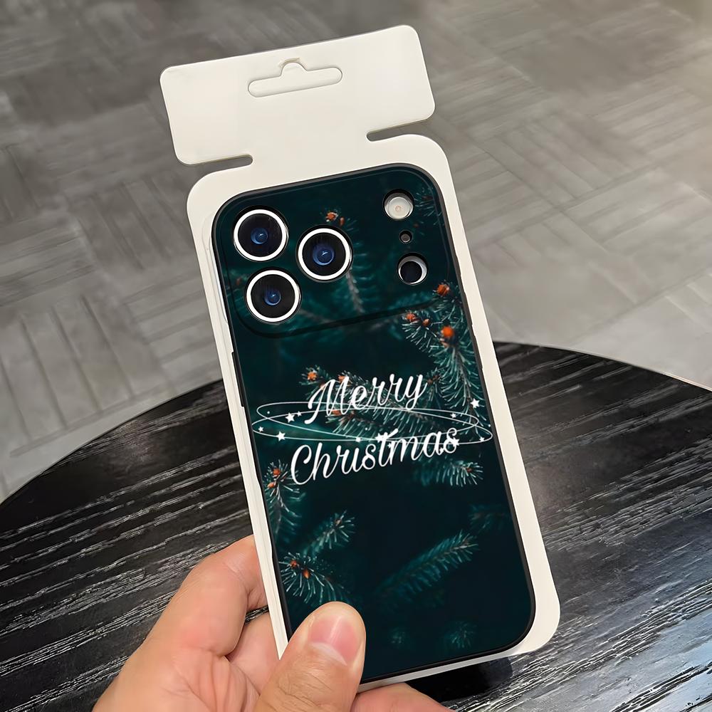 Чехол для телефона 'Рождественская елка' для IPhone 17 Air 16 E Pro Max 15 14 13 Mini 12 Pro 11 Max Plus Черный Мягкий