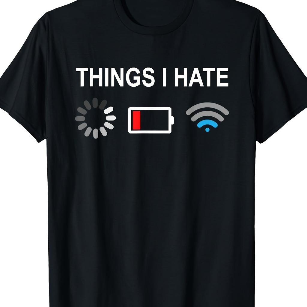 Loading Low Battery Wifi Frustration Graphic Tee Short Sleeve Casual Cotton TShirt for Programmers