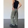 American Retro Street Style Large Pocket Autumn Cargo Pants with a Sense of Design, Long Straight-Leg Loose Casual Pants for Men and Women