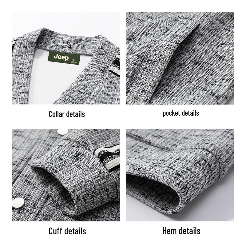JEEP Men's Casual Baseball Collar Knit Jacket