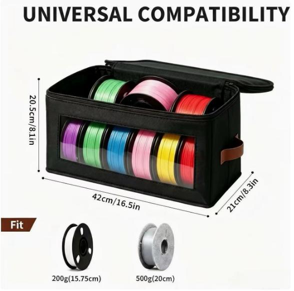 Fully Sealed 3D Printing Consumables Storage Box, Double Zipper Wire Filament Holder, Special Storage Case