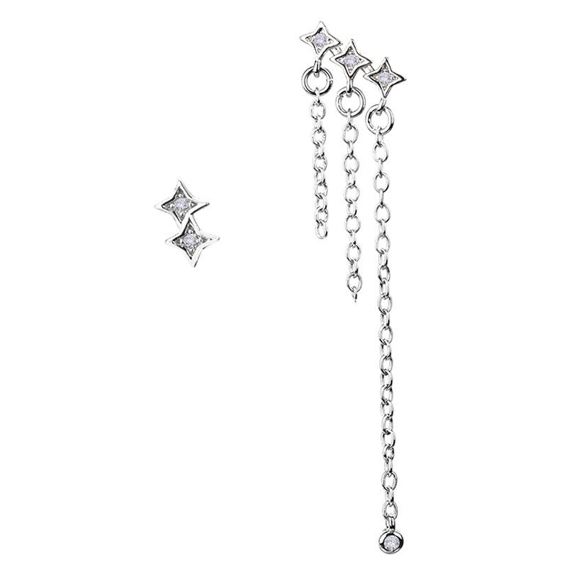 925 стерлингового серебра асимметричные кисточки звезды капли серьги гипоаллергенные для женщин мода свадьба вечеринка подарок ювелирные изделия