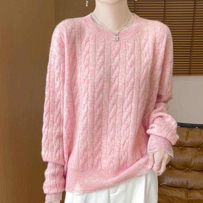 Женский кашемировый свитер Qinghe Cashmere 30% Кашемир 70% Шерсть Осенне-зимний кашемировый пуловер Мягкий и теплый