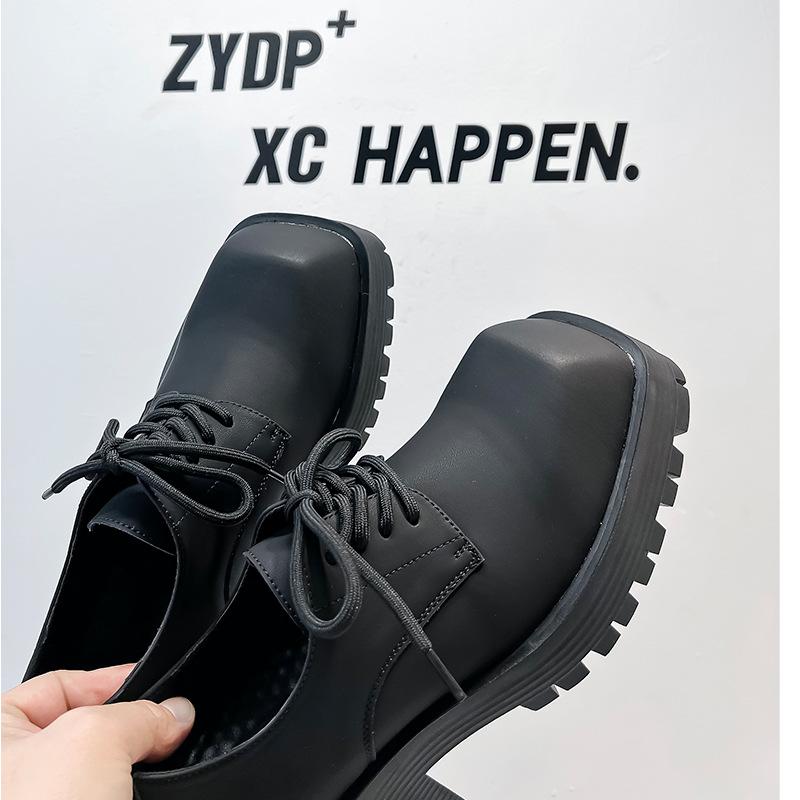 Paris Mickey Derby Shoes Versatile Casual Leather Shoes Platform Heightening Black High-end Big Head Men's Shoes 58865-A