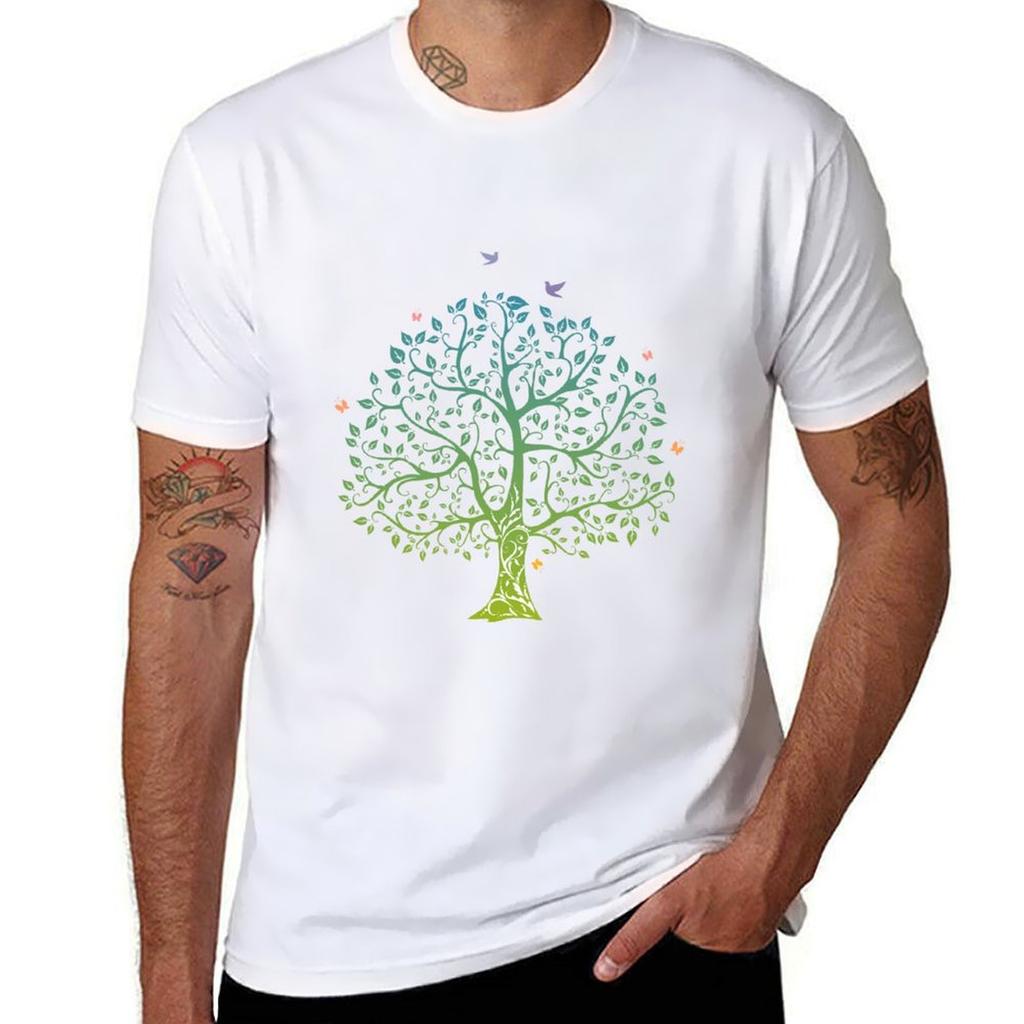 Spring Tree Illustration Tshirt Cotton T Shirts High Quality T Shirts For Unisex Graphic Tees Tshirt