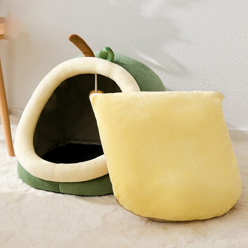 Милое гнездо для кошек, осенне-зимний теплый полузакрытый домик для кошек, плюшевый домик для маленьких собак, съемный домик для кошек