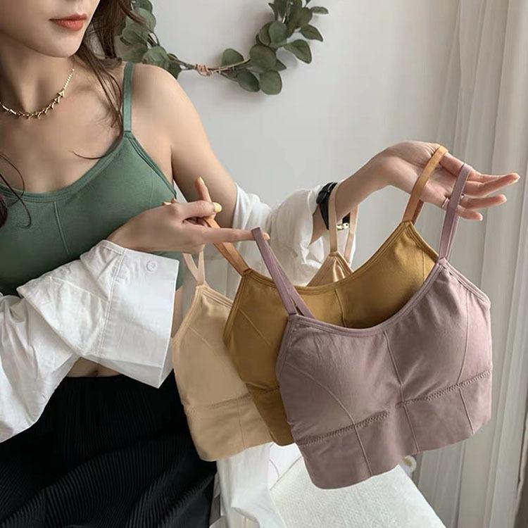 Women's 646 Kaka Backless Camisole Top with Chest Pads, Anti-Exposure Bandeau, Wire-Free Sports Bra.