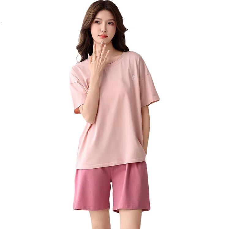 JOAE [Super Cool Series] High-End Women's Pajamas, Combed Pure Cotton Loungewear, Women's Short-Sleeve Pullover Sleepwear
