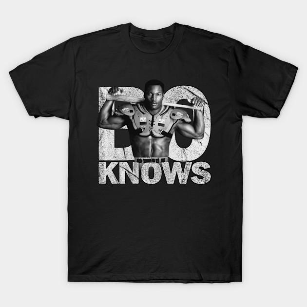 Asian Size Men Black Print T-shirt Bo Jackson Knows No-Cut Heat Transfer Print Cotton Tshirt