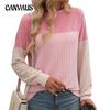 Spring and Autumn Women's Round Neck Twisted Stripe Colour Block Long Sleeve Loose Top
