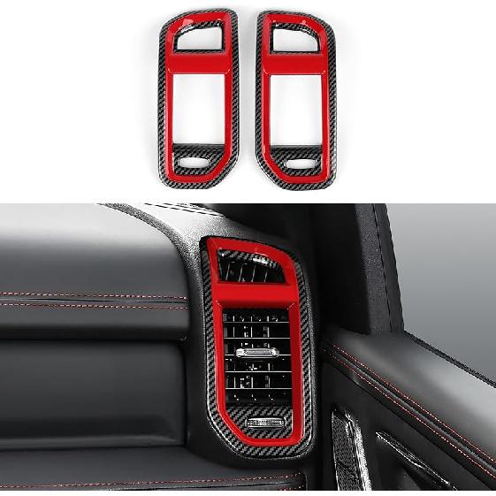 Car Air Vent Outlet Decals For -2025 Dodge Ram 1500 2500 3500 Accessories Carbon Fiber Stickers, Black