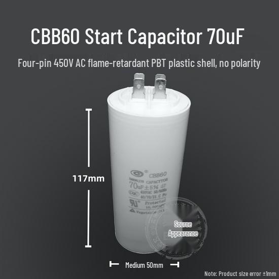 Пусковой конденсатор для стиральной машины CBB60 450В 8-100мкФ