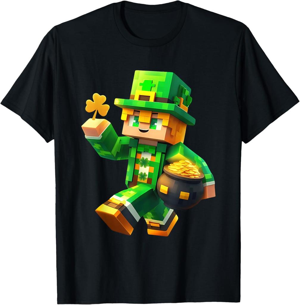 Lucky Leprechaun St Patrick's Day Video Game Pixel Unisex T-Shirt