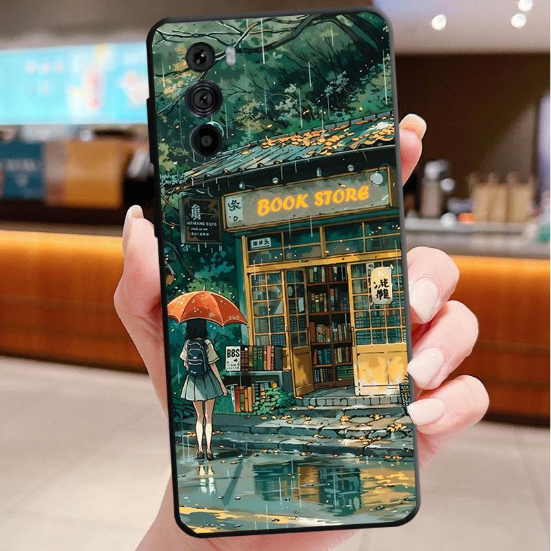 Японская Аниме Девушка Кот Пейзаж Чехол для Телефона Для Motorola Edge 60 50 40 Pro 60 50 40 30 Ultra Neo Fusion Moto G Play G Stylus G