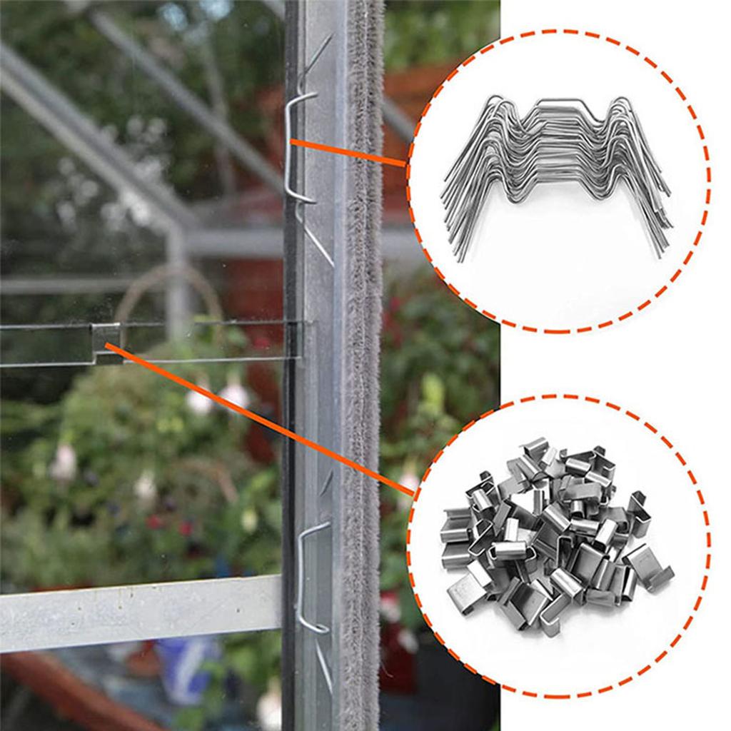 Greenhouse Glass Clamps Stainless Steel Clip Frame W Type Clips Fixing Pane Greenhouse Glass Clips W Glass Clips