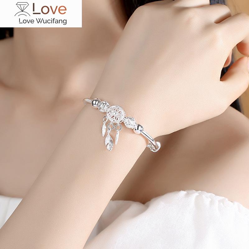 Браслет с подвеской в виде пера из стерлингового серебра 925 пробы и браслет для женщин, медный золотой браслет, элегантные ювелирные изделия, аксессуары