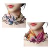 2Pcs Women Faux Silk Scarf Printing Faux Pearl Decor Lace Trim Lightweight Scarf Hand Strap Accessory