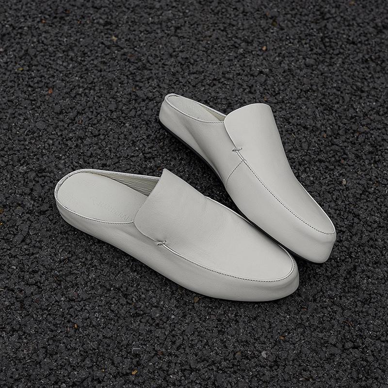 Модные шлепанцы с круглым носком, покрытым коровьей кожей, женские клиновидные каблуки, повседневные мюли из мягкой кожи, женские, качественный бренд, классические шлепанцы