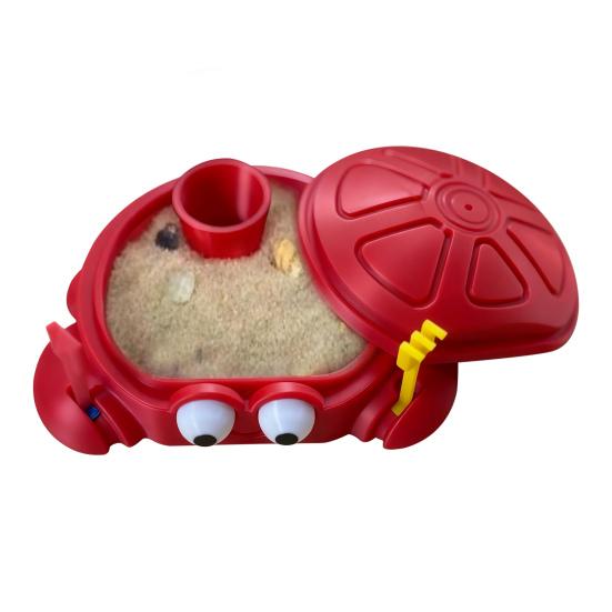 Mini Crab Sandbox with Lid Summer Indoor Outdoor Cartoon Crab Sand Storage Box Ornament Stress Relief Sand Container Beach Toy