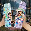1PC Space Girl Astronaut Character 750ml Color Plastic Sports Water Bottle Leakproof Flip Straw Lid Suitable for Sports Office Home Use
