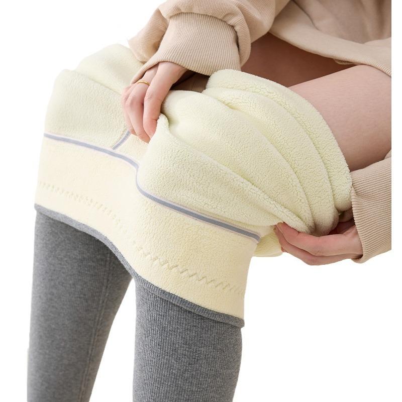 Fleece Lined Thick Sherpa Ribbed Leggings Women Outdoor Wear Winter Slim Fit Plus Size High Waist Cotton Pants