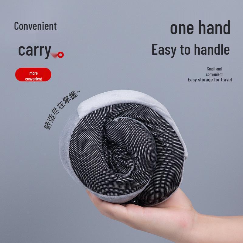 Portable U-Shaped Memory Foam Travel Pillow with Hood for Neck Support