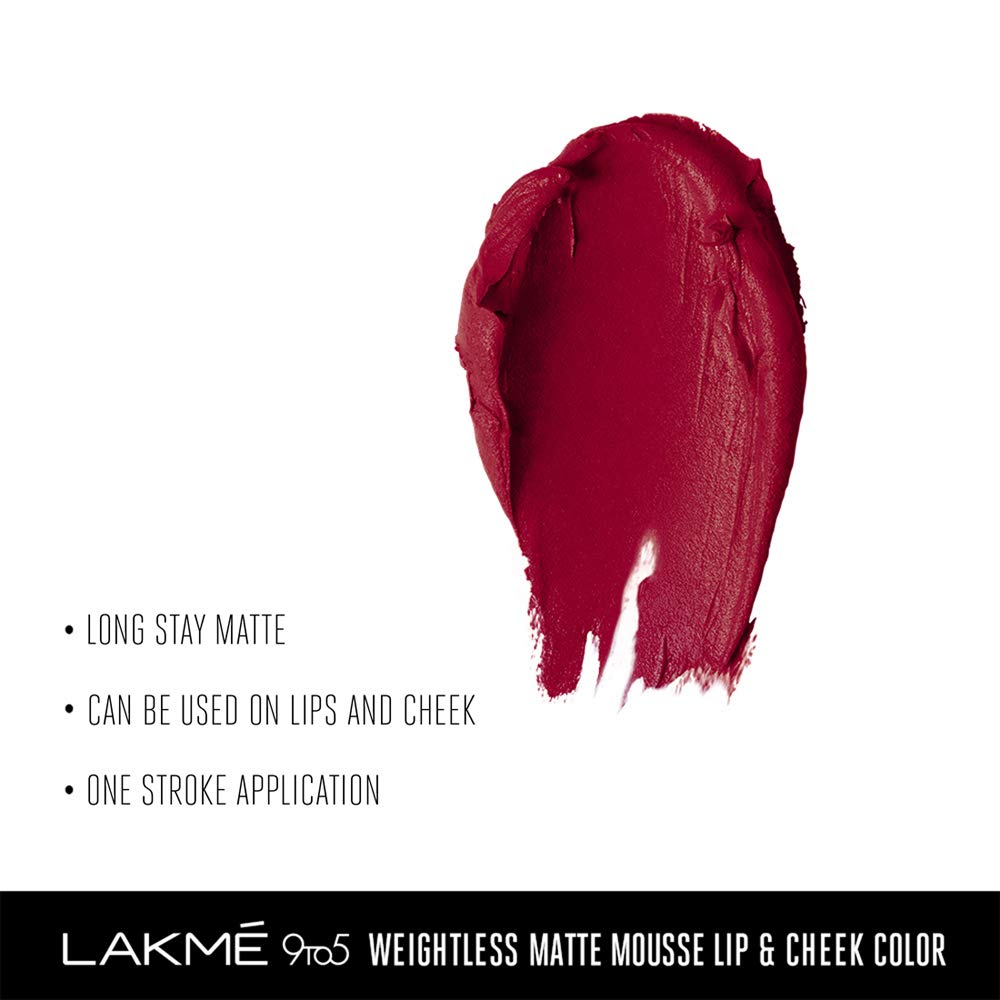 LAKME 9 To 5 Weightless Lip & Cheek Color, Rosy Plum, 9 G