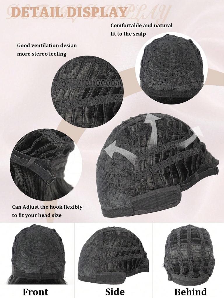 Synthetic Short Straight Bob Heat Resistant Wigs With Bangs Black Wigs For Women Daily Role Play Party Wigs